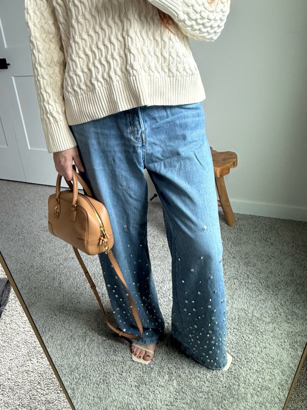 COS Blue Wide Leg Jeans with Embellishments size 27
